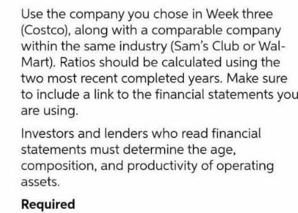 Use the company you chose in Week three (Costco),