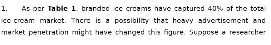 1. As per Table 1, branded ice creams have