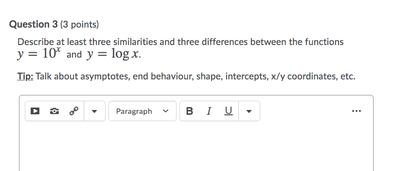 Question 1 [5 points] For the logarithmic