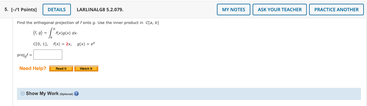 5. [-/1 Points] DETAILS LARLINALG8 5.2.079. MY