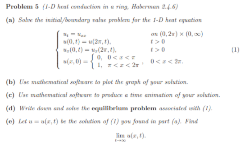 Problem 5 (1-D heat conduction in a ring,