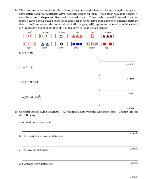 1 1. The following Venn diagram shows the results
