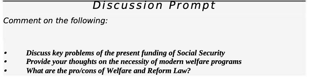 DISCUSSION Frompf Comment on the following: -