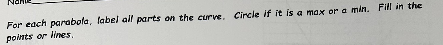 SHOW ALL WORK ON PAPER Non! For each parabola,