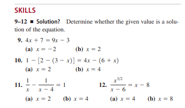 SKILLS 9-12 Solution? Determine whether the given