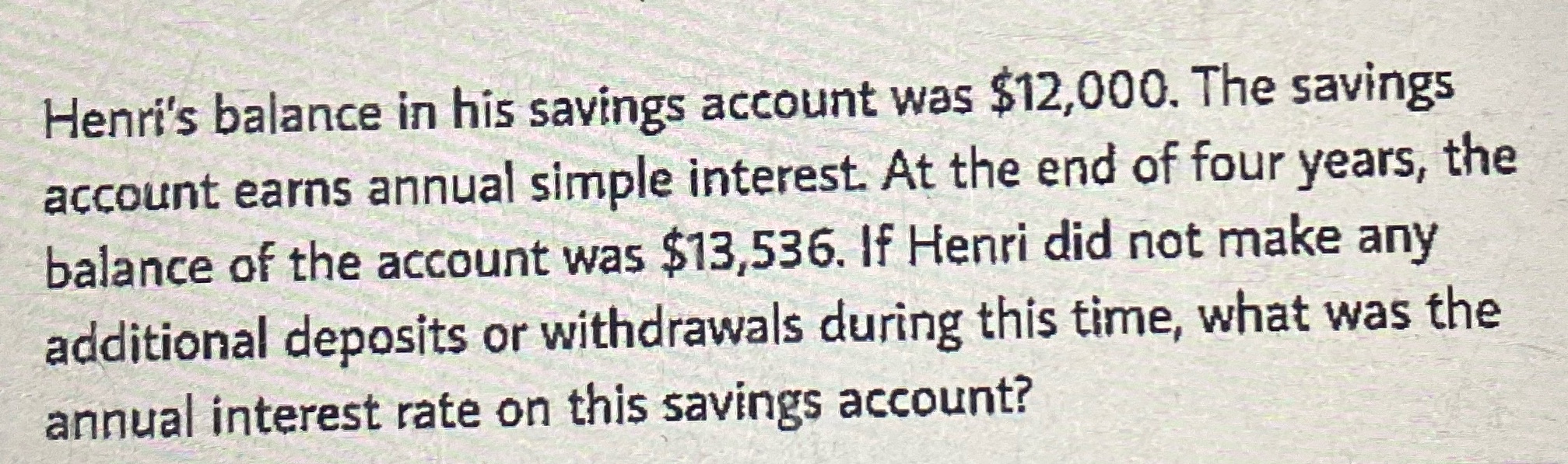 Henri's balance in his savings account was