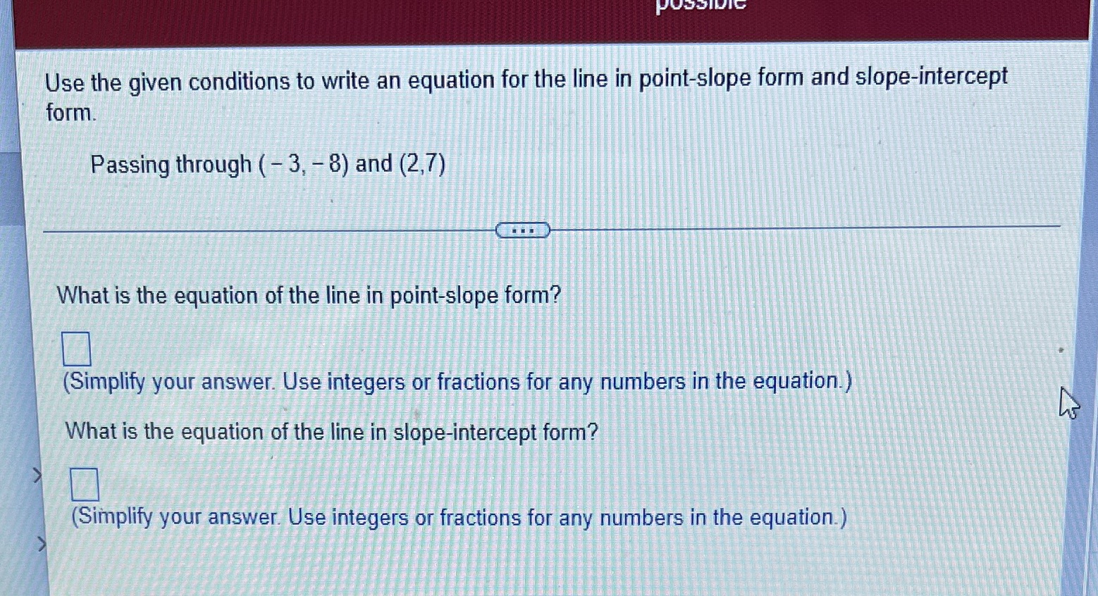 POSSIDIC Use the given conditions to write an