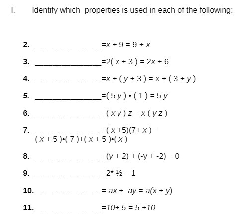 1. Identify which properties is used in each of