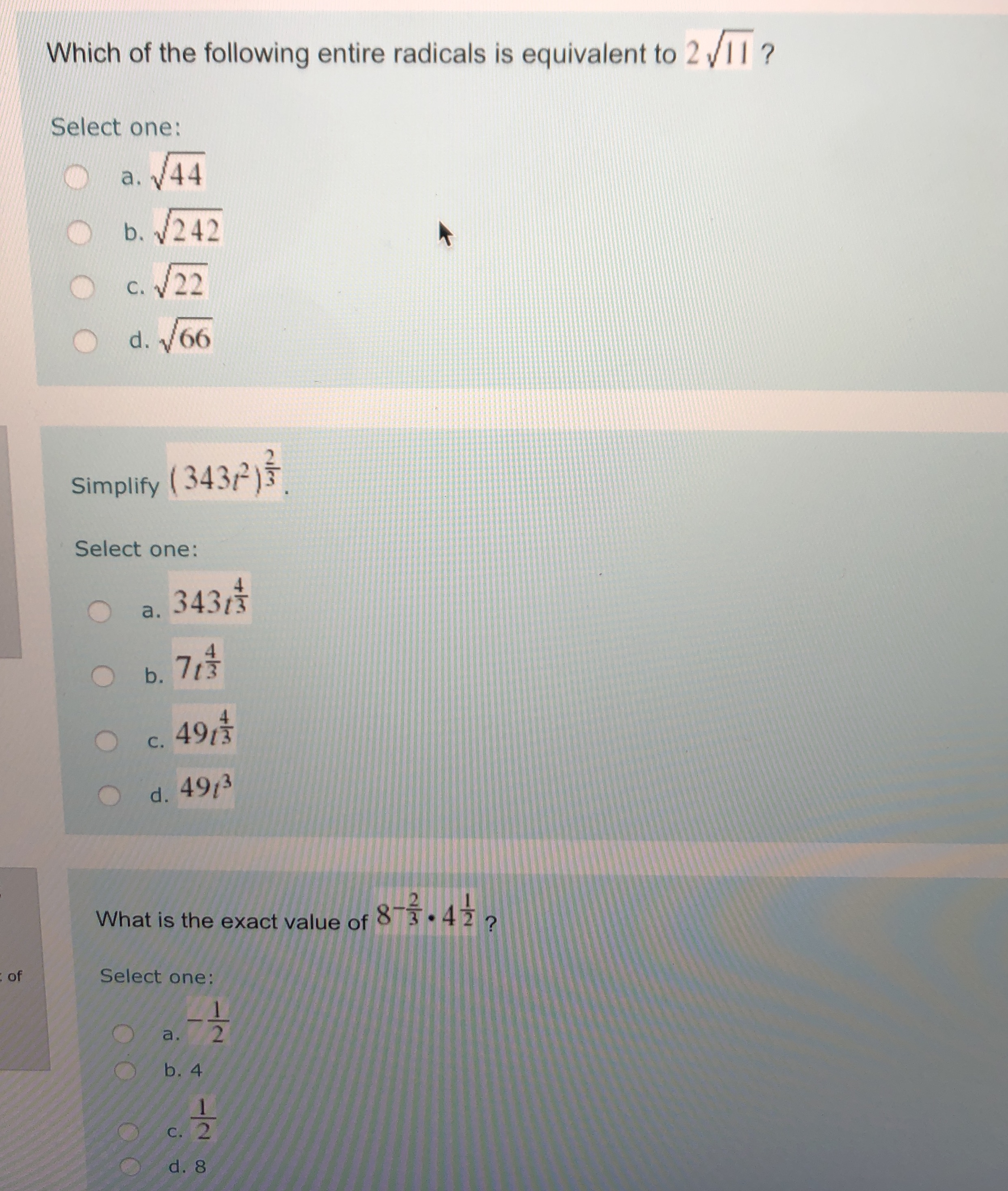 *all 3 questions!* Which of the following entire