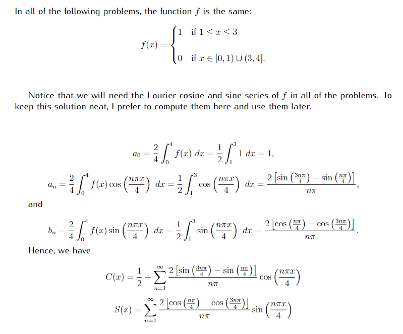 In all of the following problems, the function f
