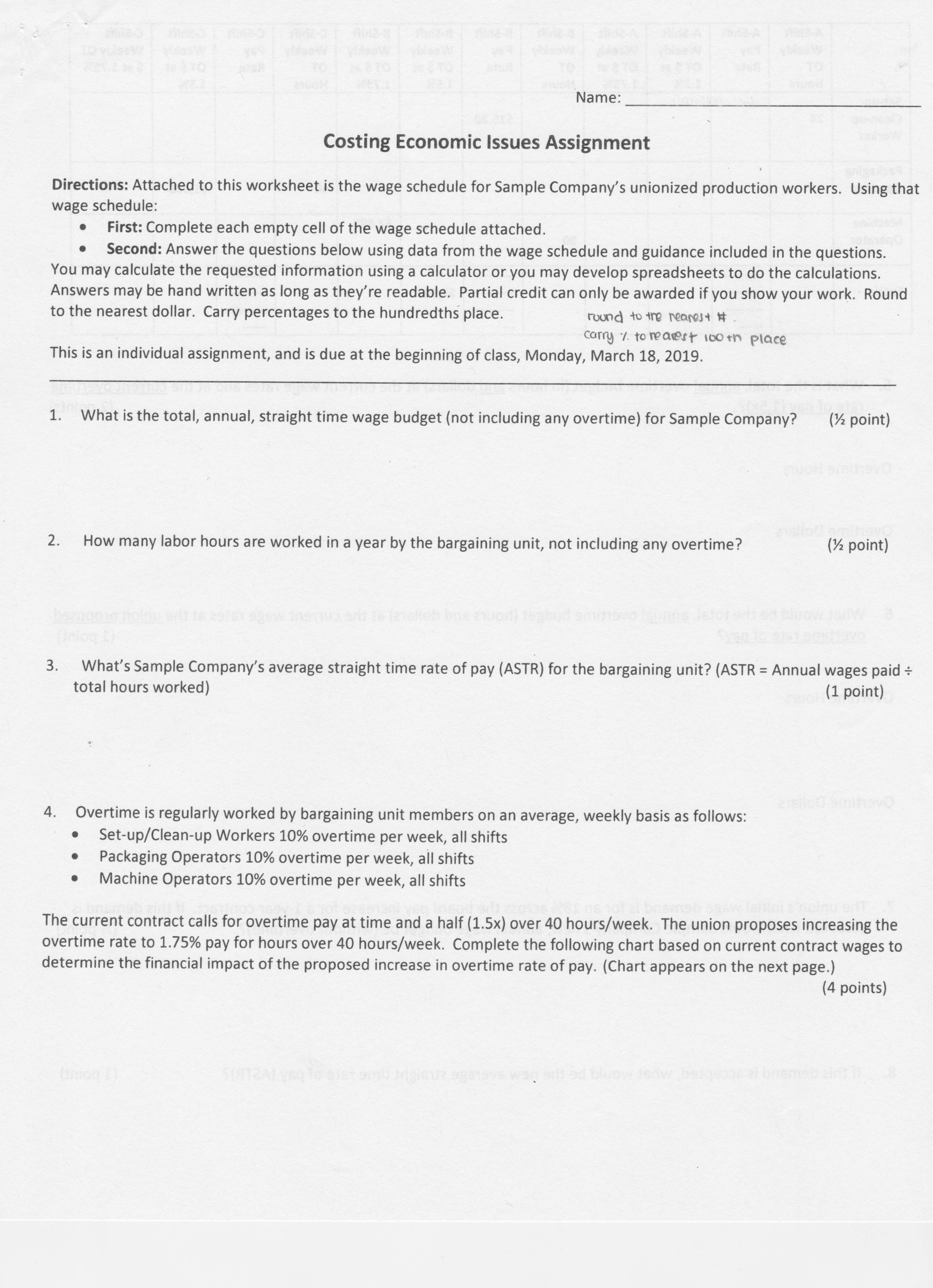 Cost Analysis Assignment 'Name: Costing