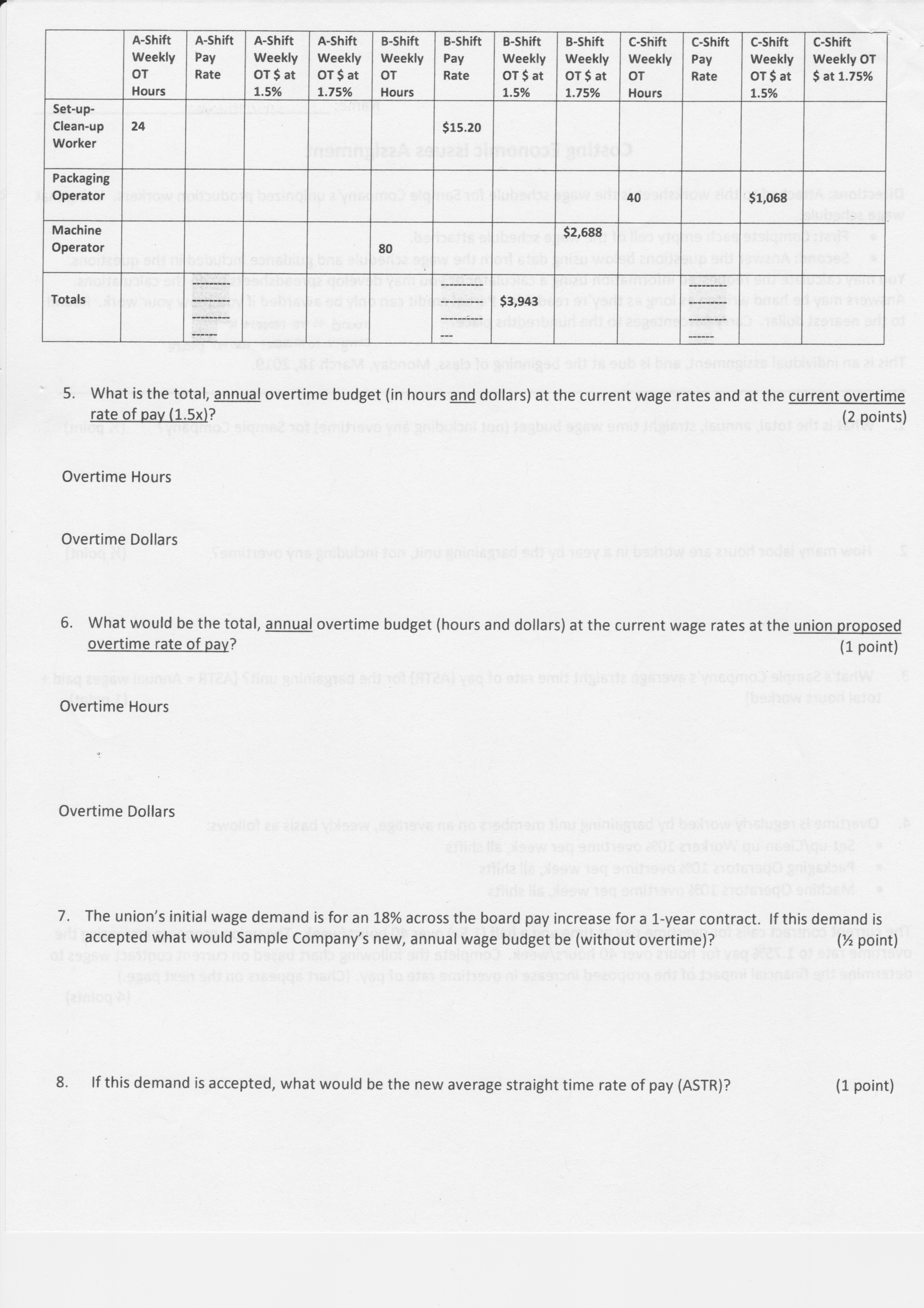 Cost Analysis Assignment 'Name: Costing
