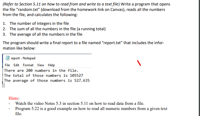 (Refer to Section 5.11 on how to read from and