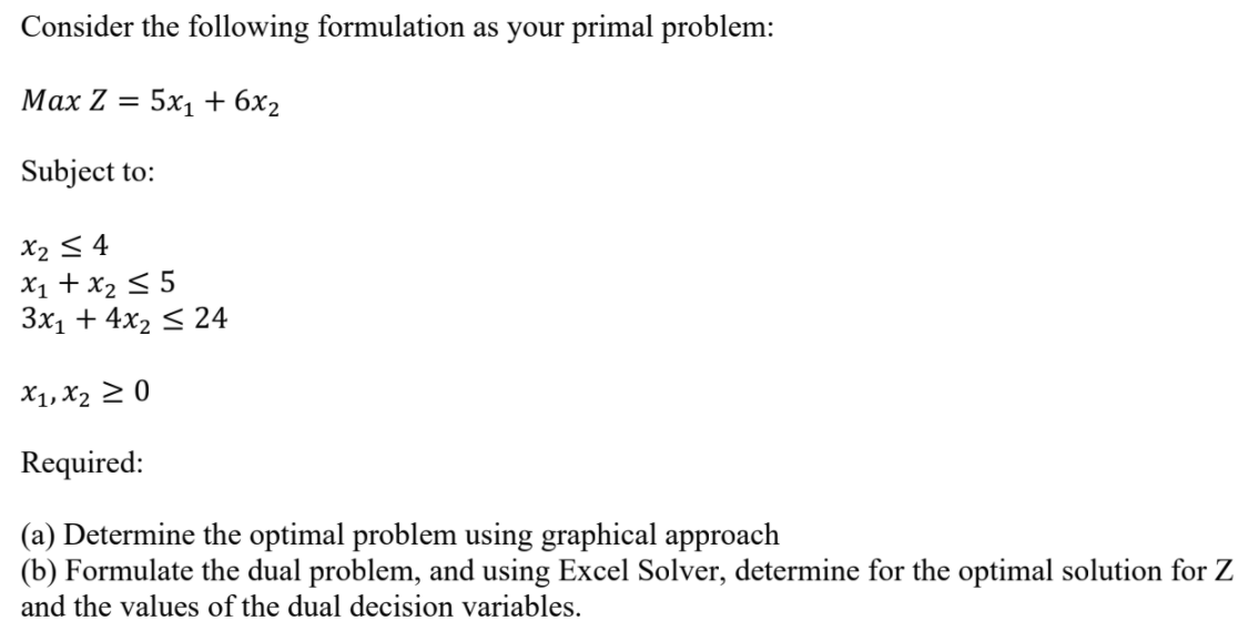 Consider the following formulation as your primal