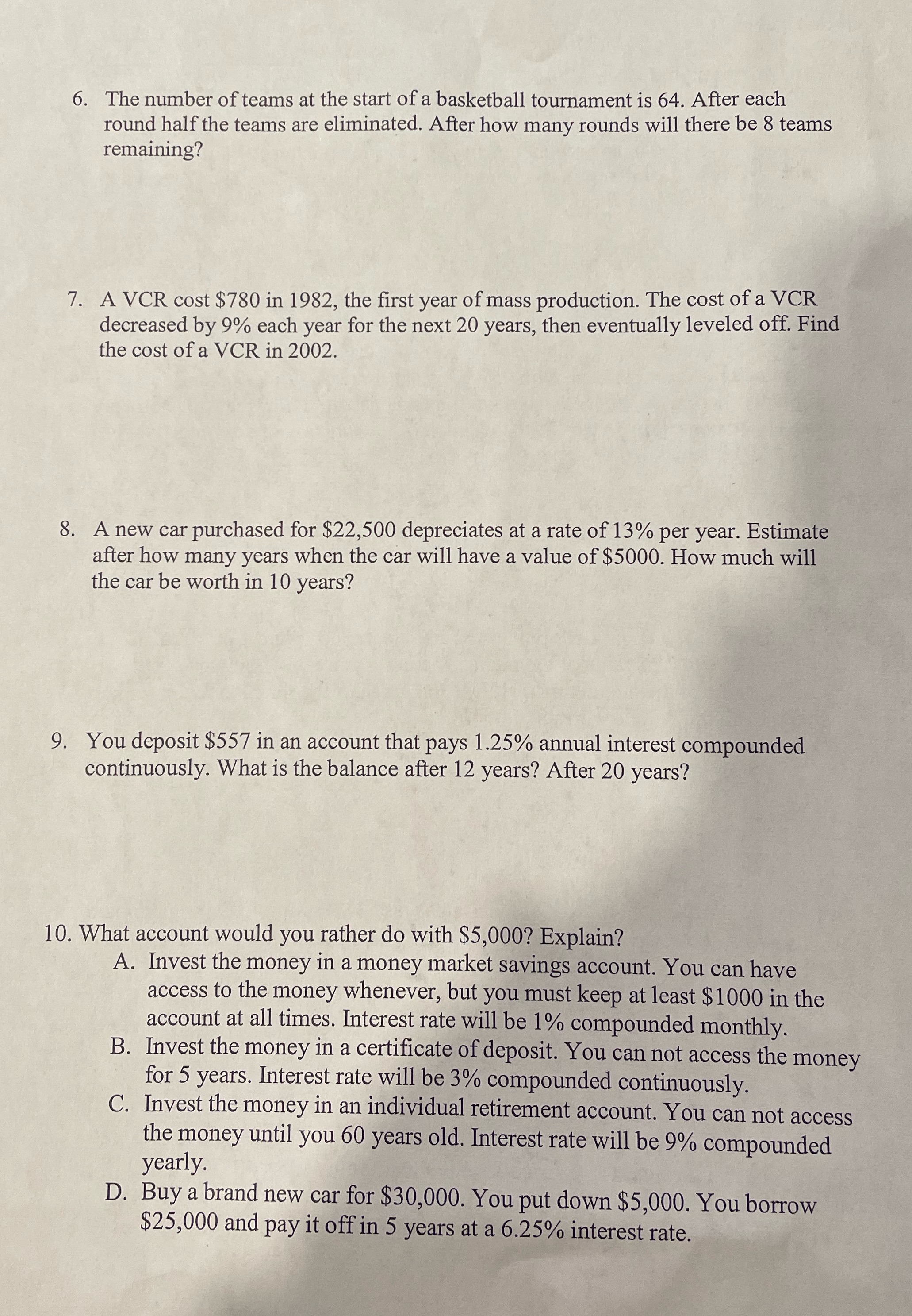 6. The number of teams at the start of a