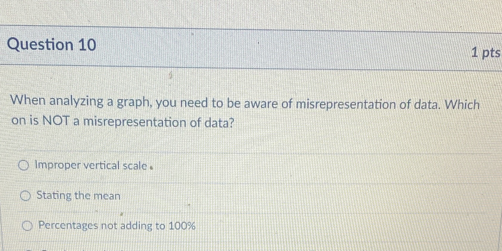 Question 10 1 pts When analyzing a graph, you