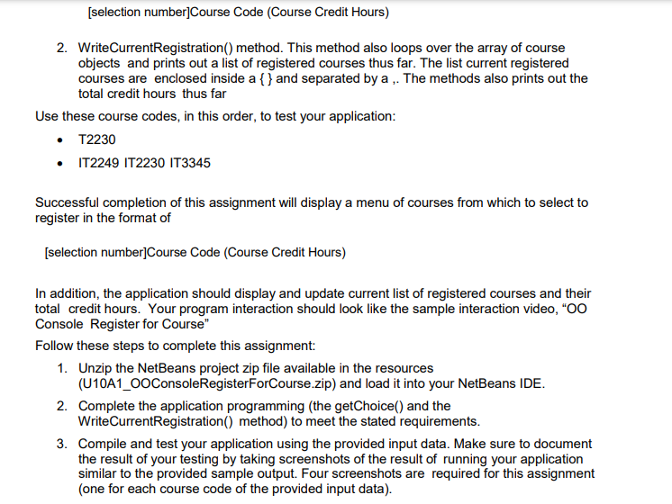Complete the Programming of an Object-Oriented