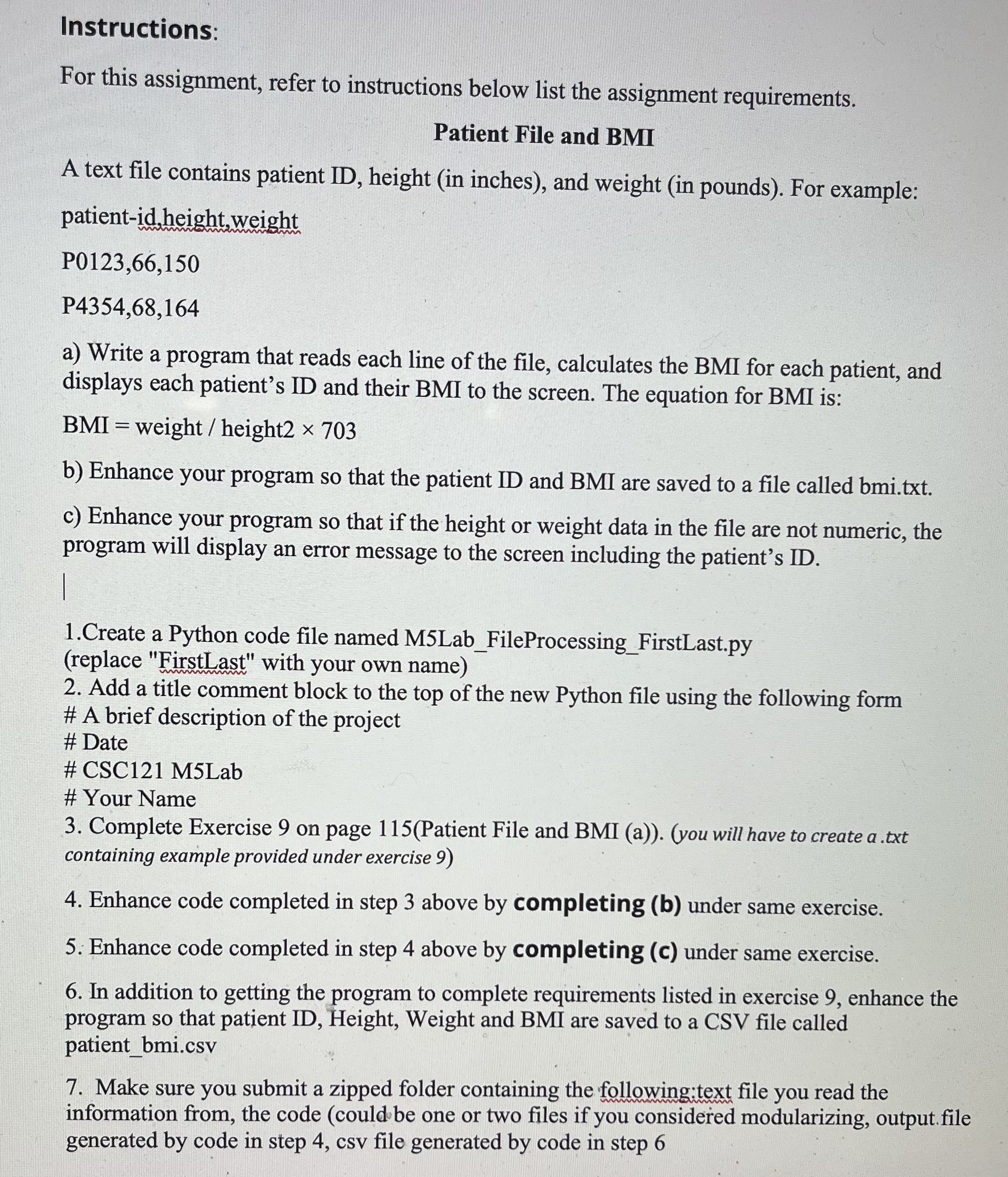 Instructions: For this assignment, refer to