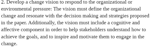 2. Develop a change vision to respond to the