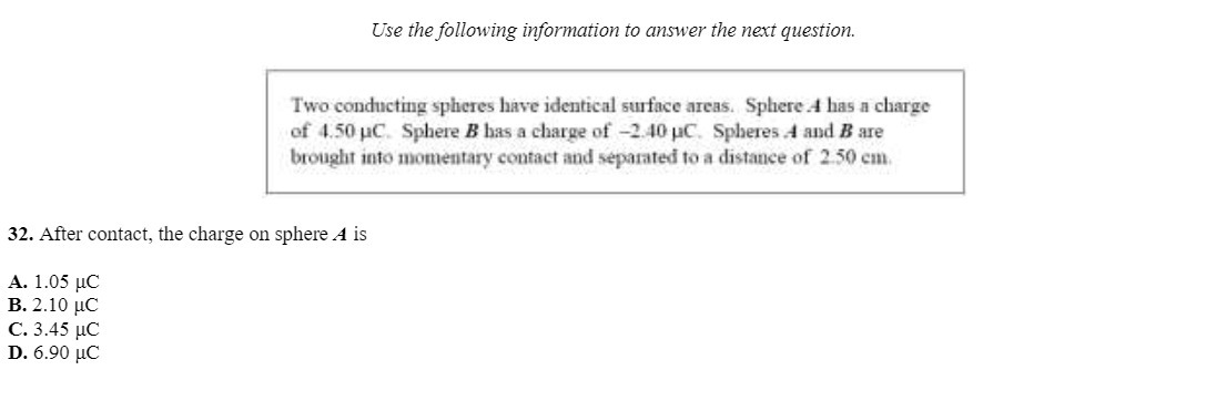 Use the following information to answer the next