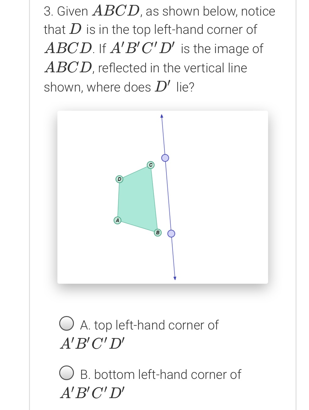 Answer the following question 3. Given ABCD, as