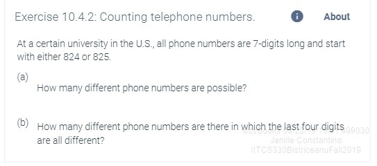 Exercise 10.4.2: Counting telephone numbers.
