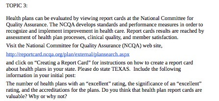 TOPIC ]` Health plans can be Evaluated by Viewing