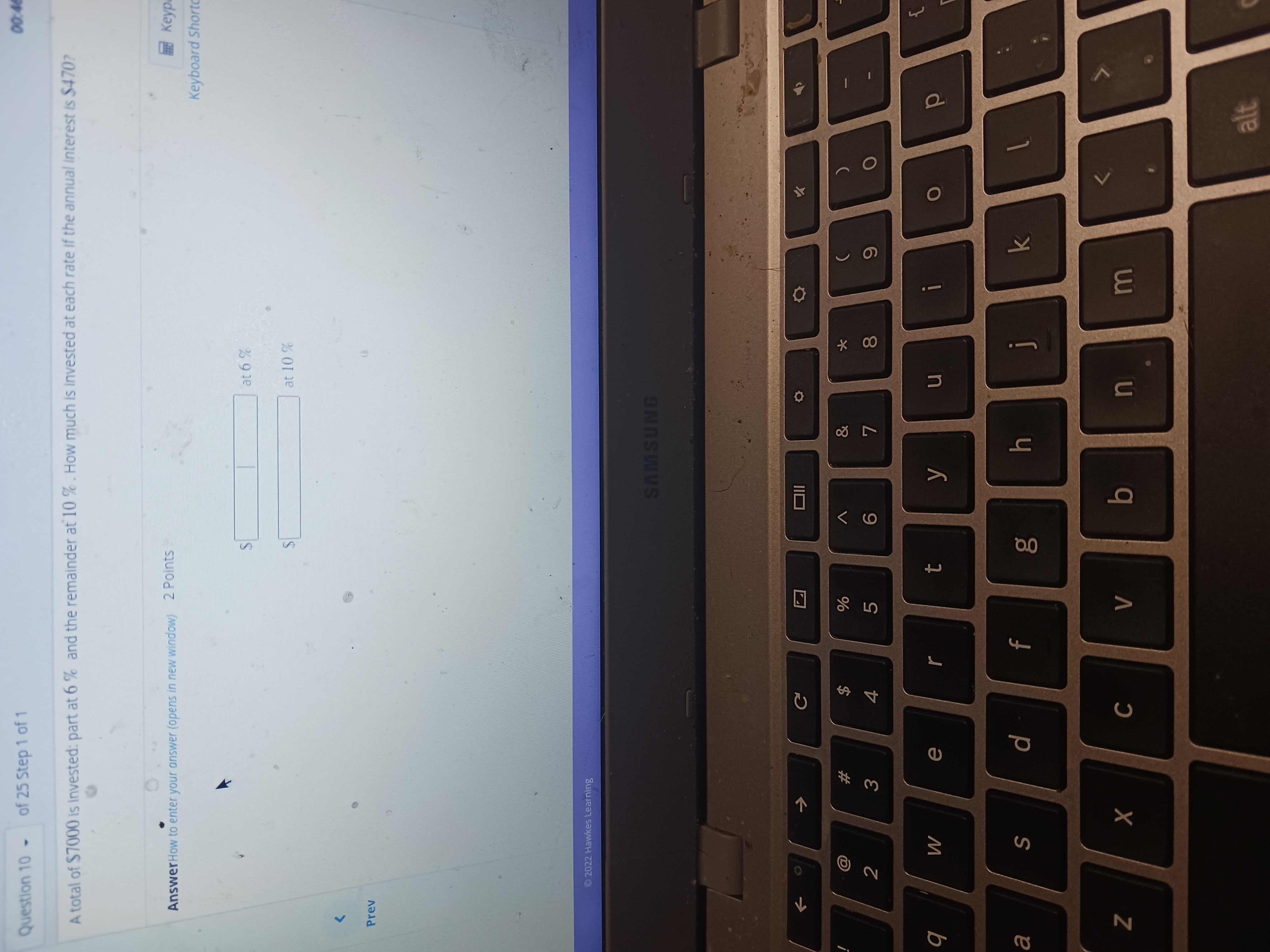 Question 10 - of 25 Step 1 of 1 00:4 A total of