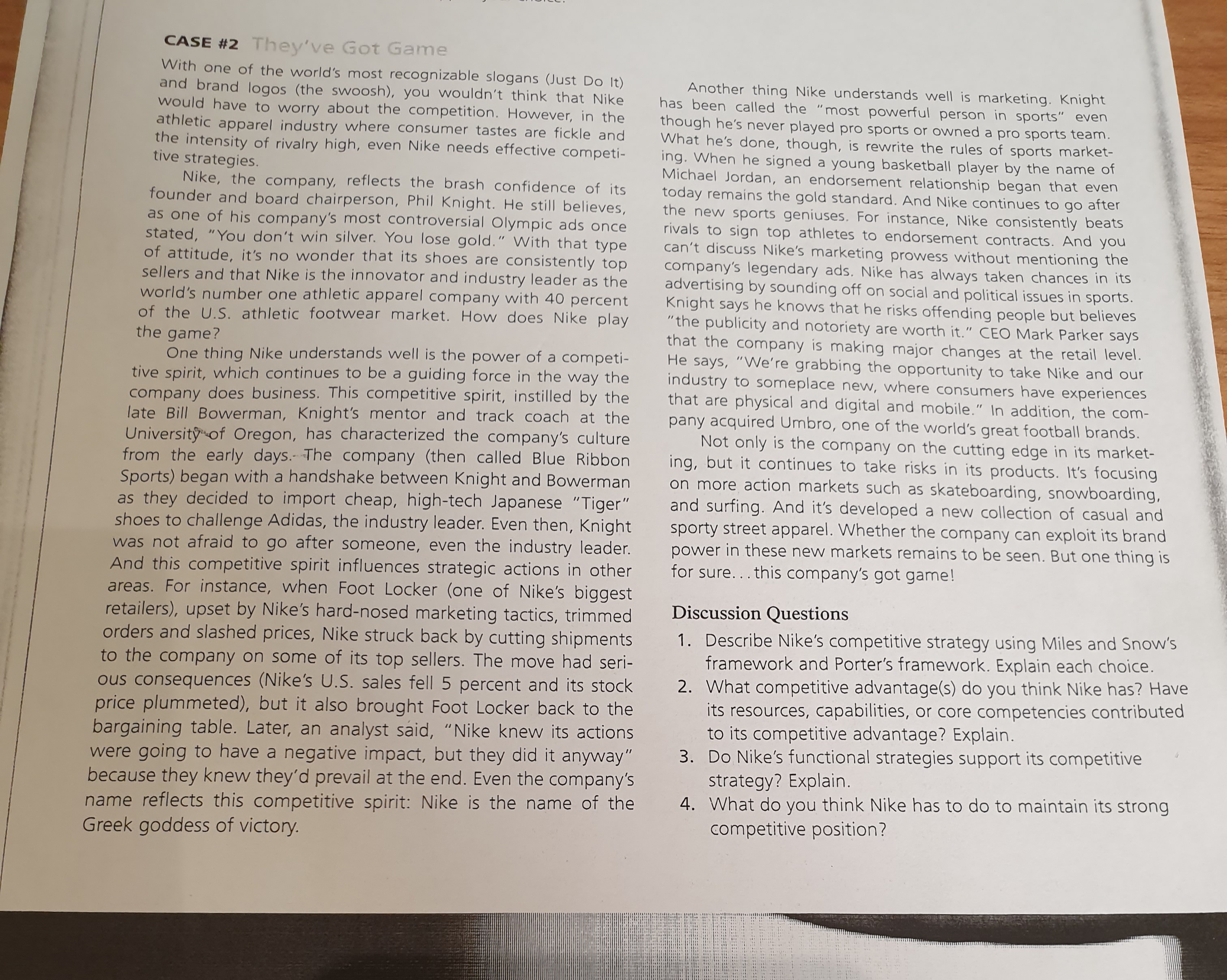 CASE # 2 They've Got Game With one of the