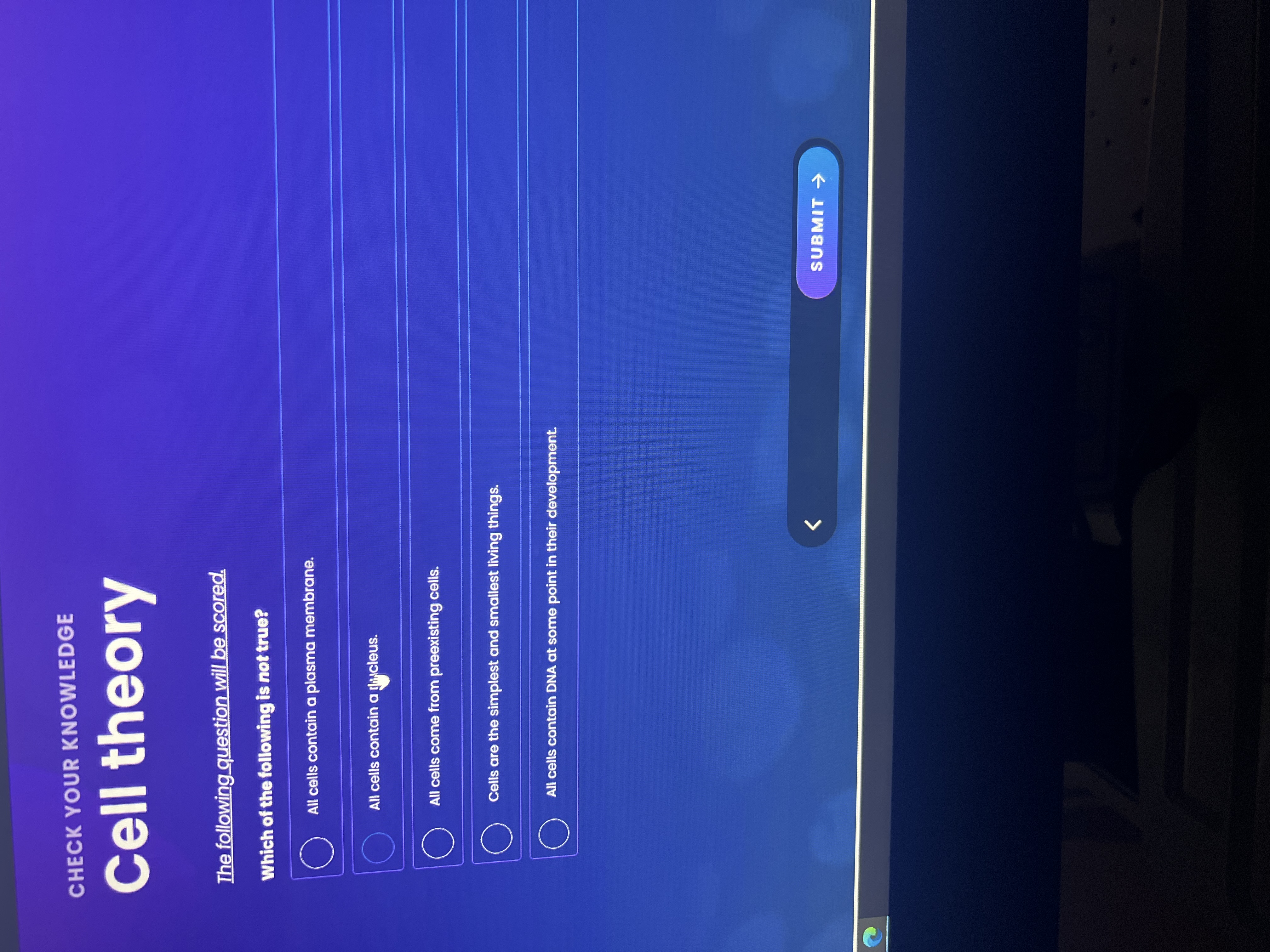 S CHECK YOUR KNOWLEDGE Cell theory The following