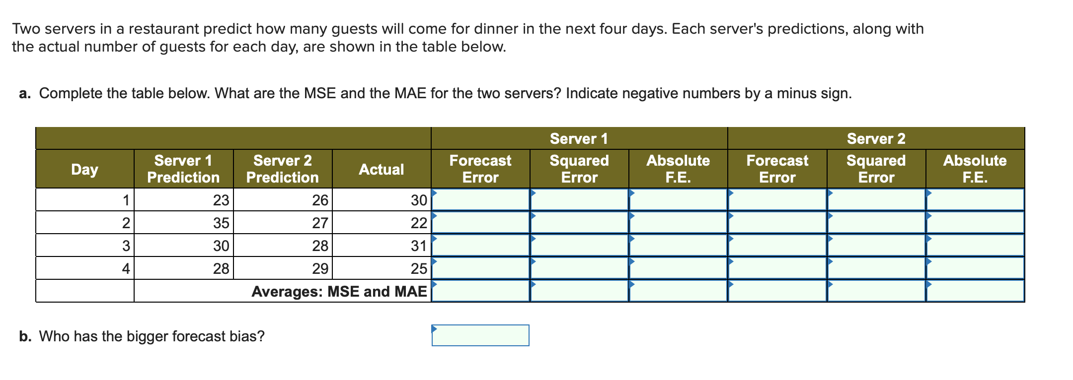 question is below Two servers in a restaurant