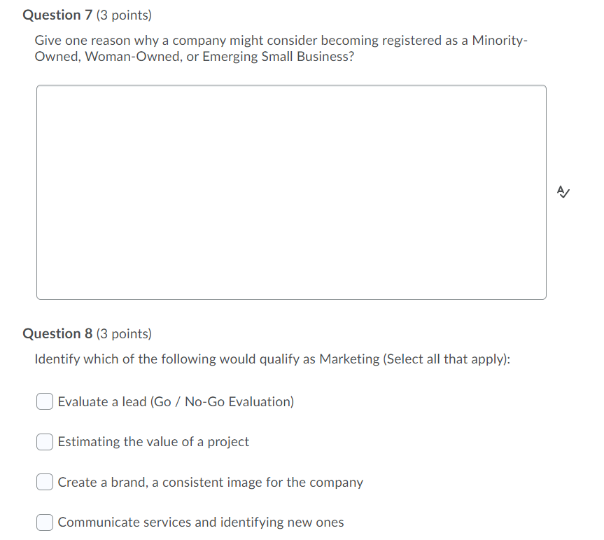 Question 1 {3 points] Select the business entity