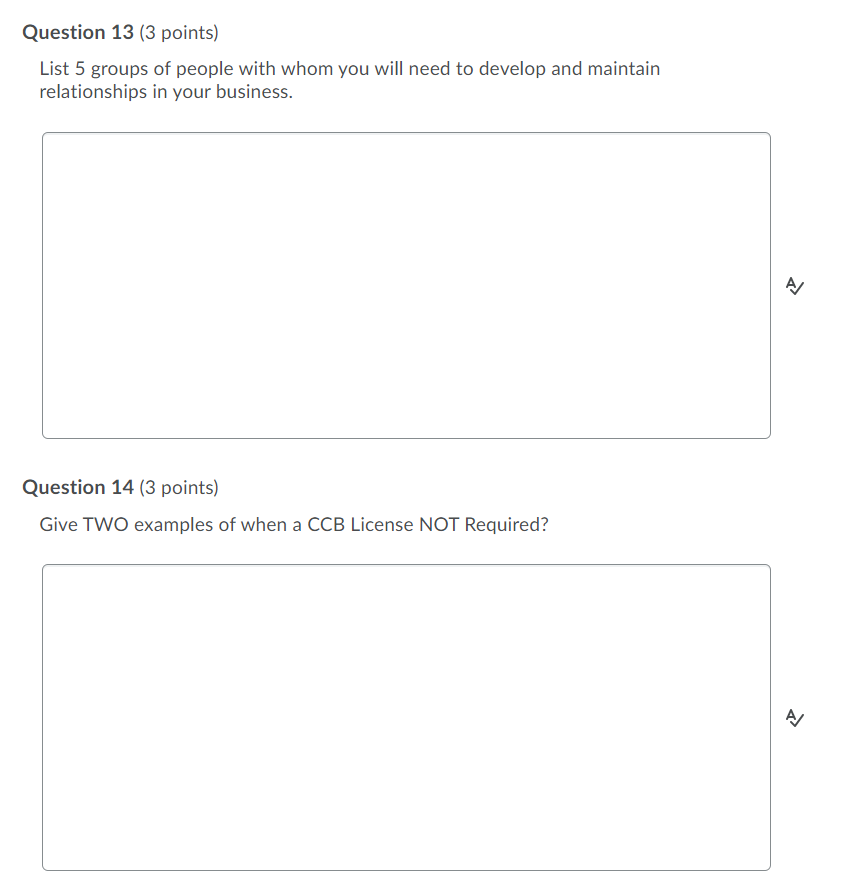 Question 1 {3 points] Select the business entity