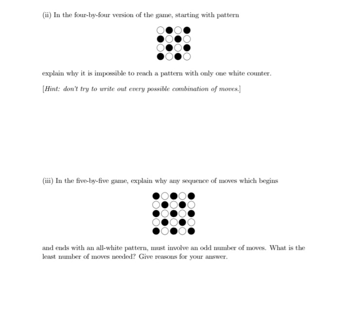 Questions: please solve (ii) In the four-by-four