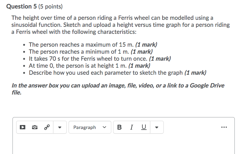 Question 1 [5 points) Given the following graph,