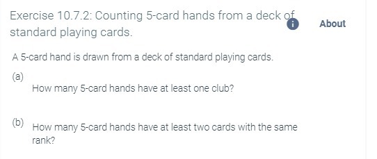 Exercise 10.7.2: Counting 5-card hands from a