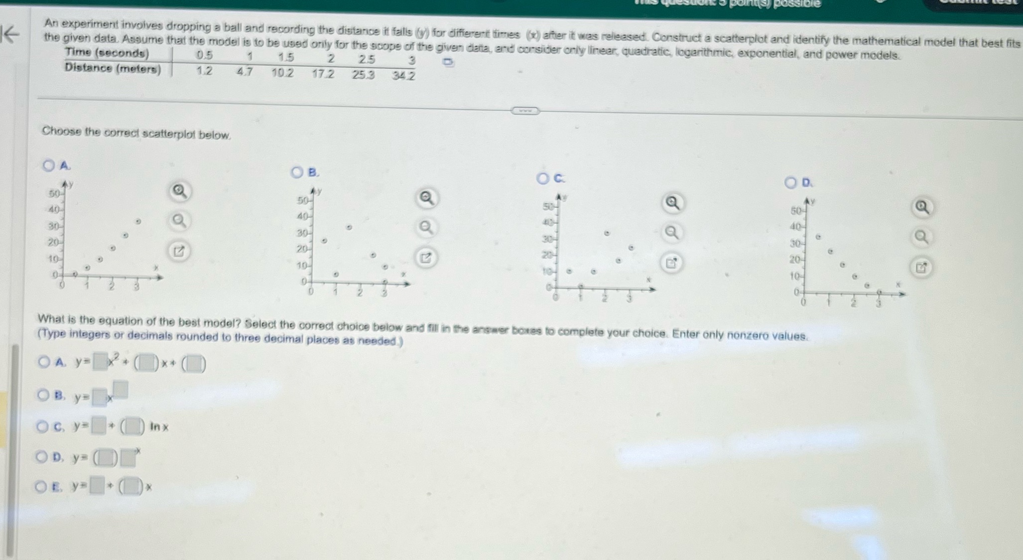 < An experiment involves dropping a ball and