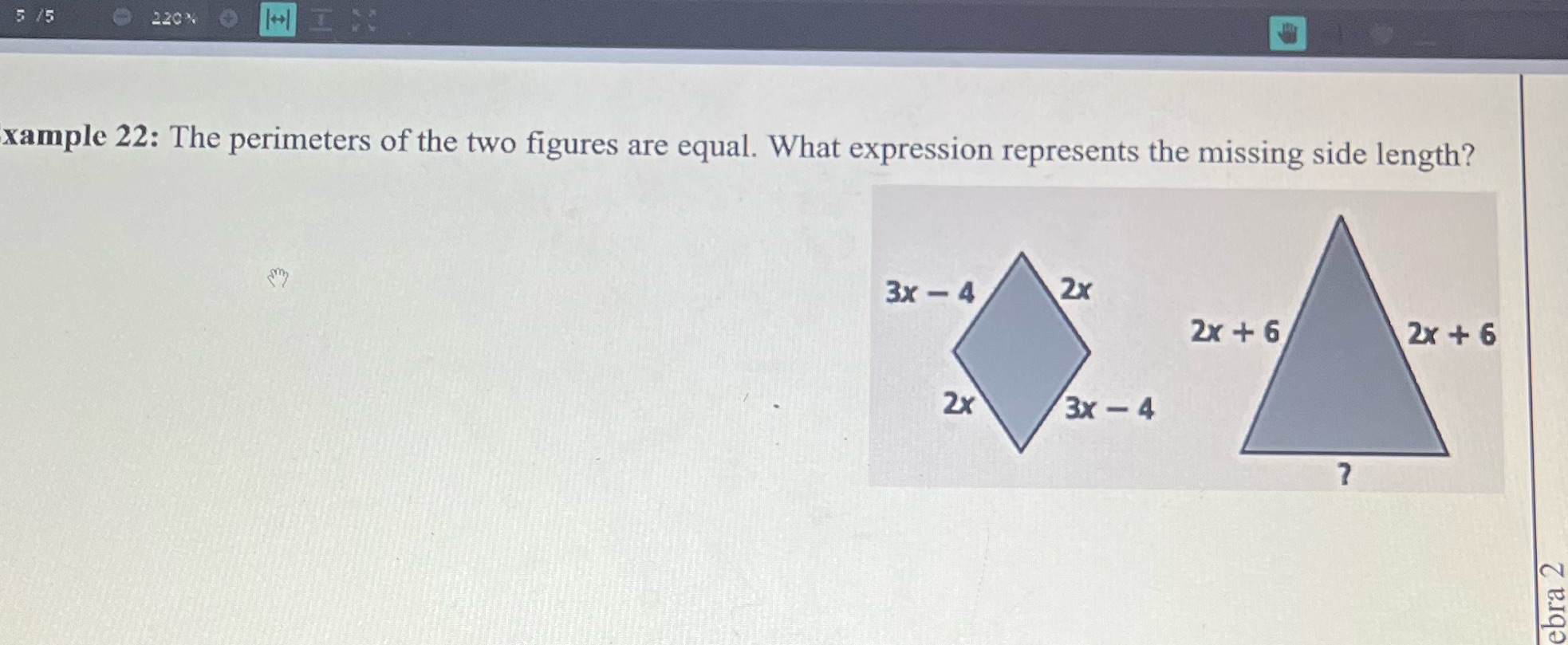 5 /5 220% 0 xample 22: The perimeters of the two