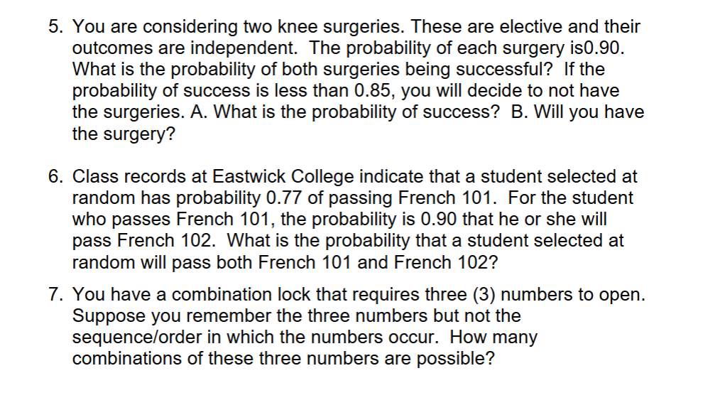 1. Consider the following scenarios and determine