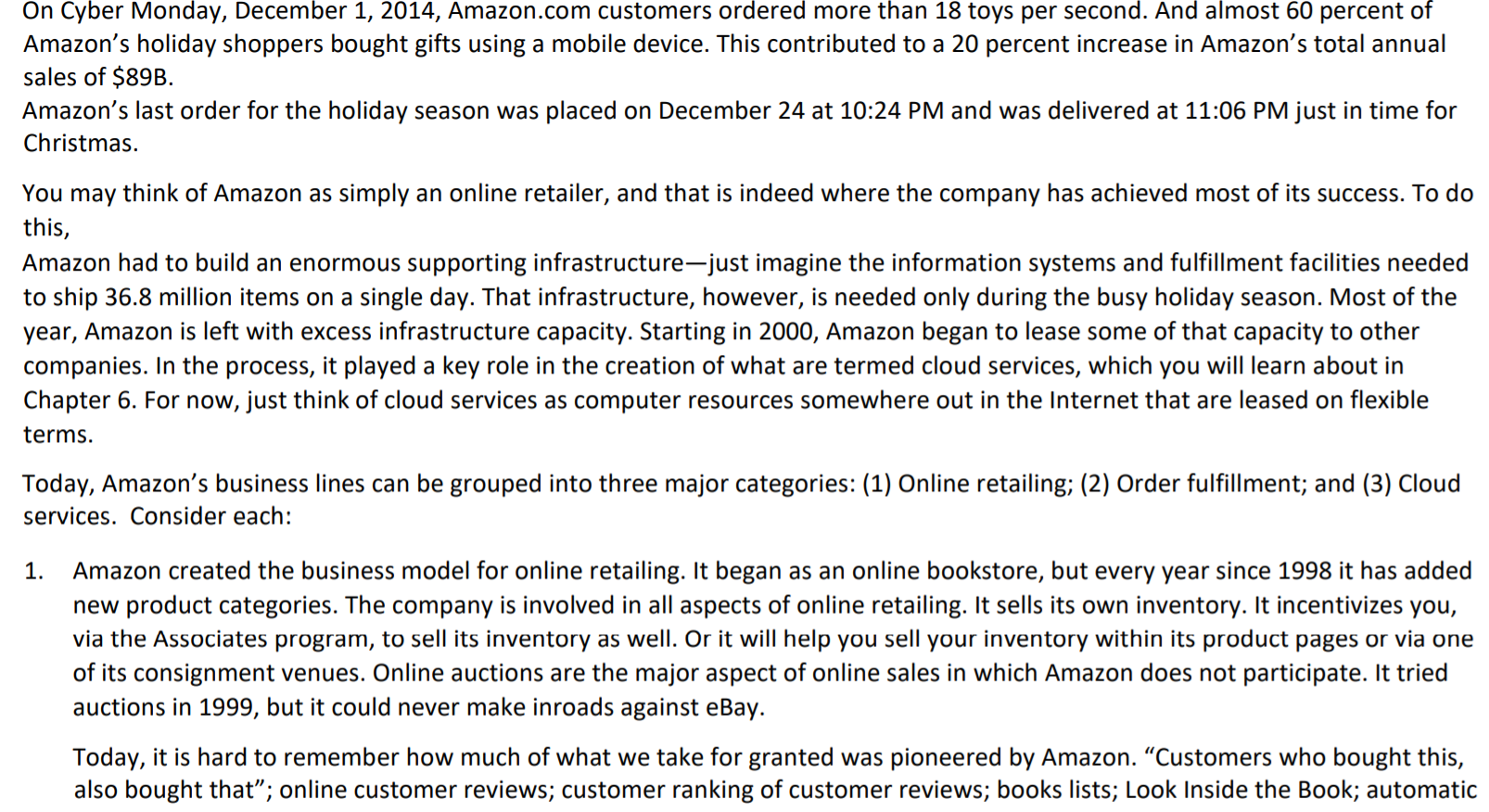 On Cyber Monday, December 1, 2014, Amazon.com