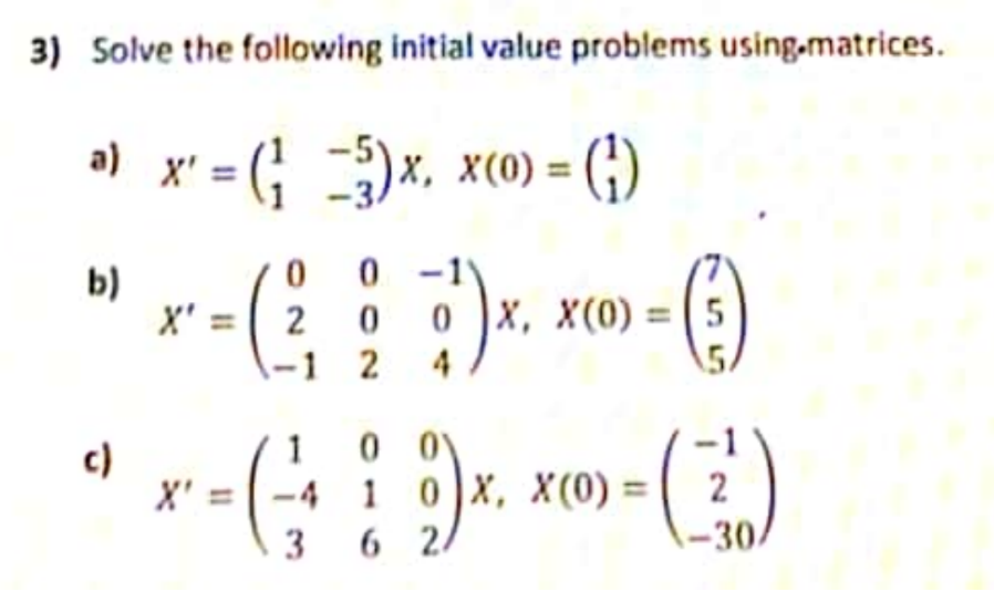 practice problem 3) Solve the following initial