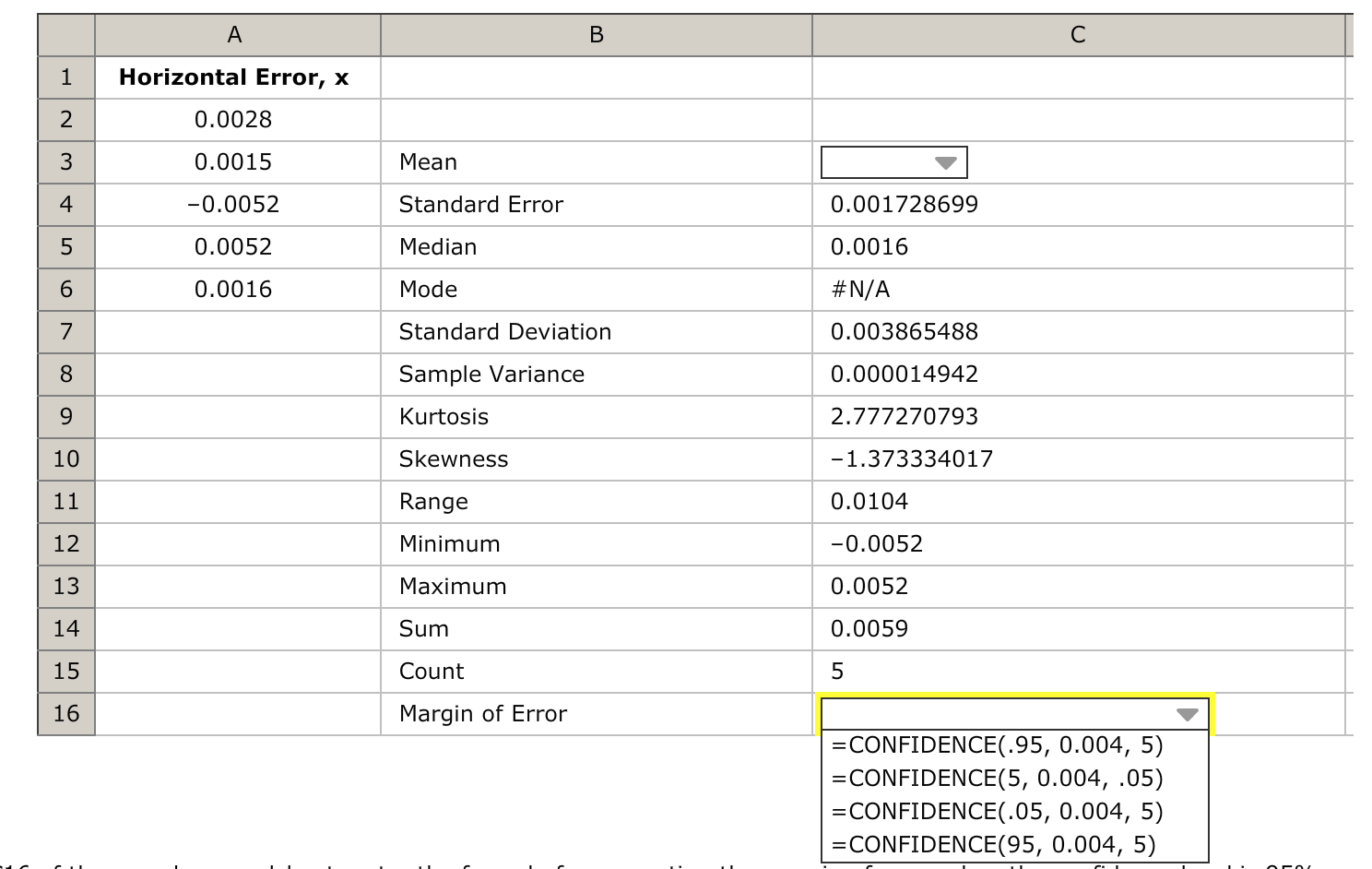 Confidence intervals for the population mean in