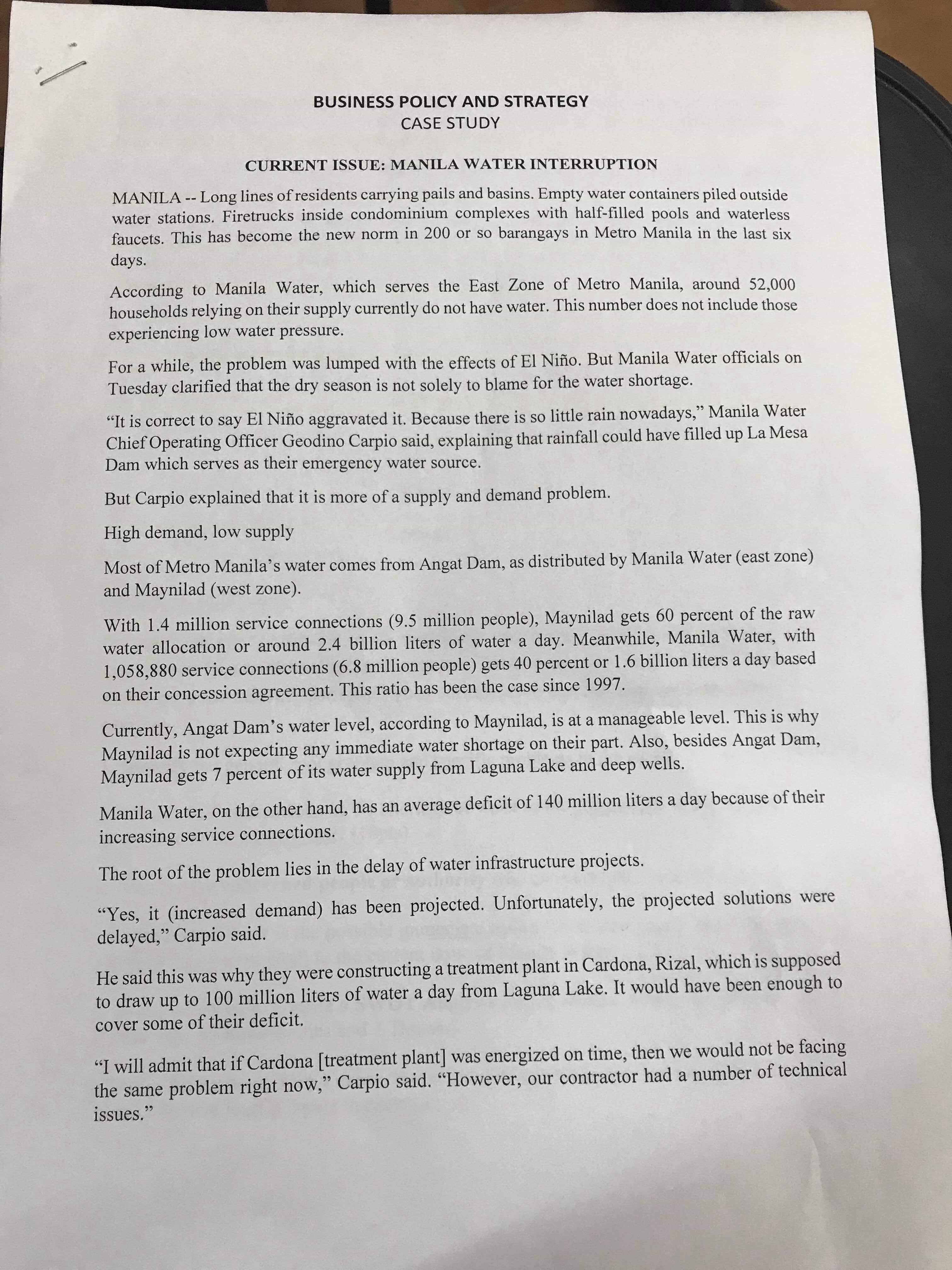 Case Analysis A.Problem Statement a.General