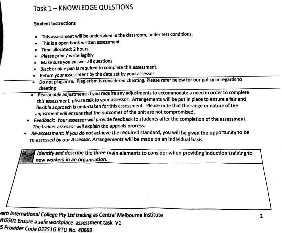 Task 1 - KNOWLEDGE QUESTIONS Student Instructions