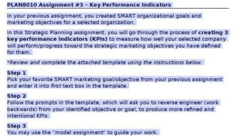 PLAN8010 Assignment #3 - Key Performance