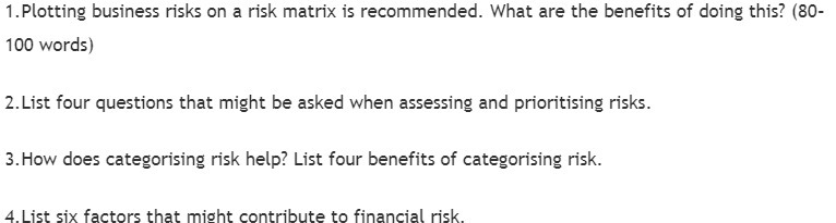 1. Plotting business risks on a risk matrix is