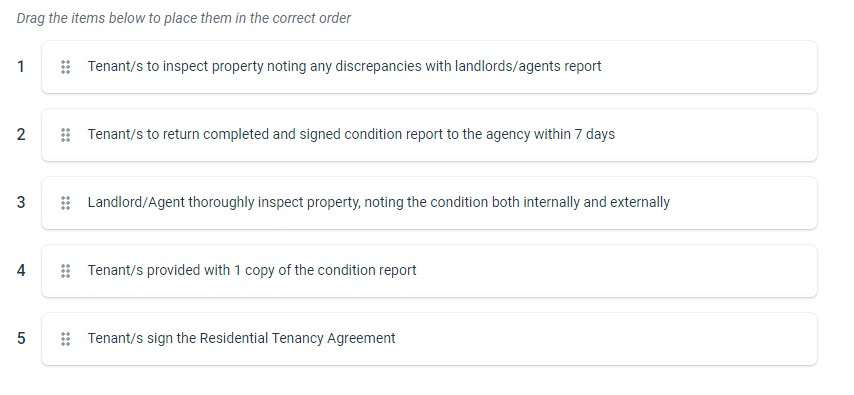 Place the below steps in the correct order for