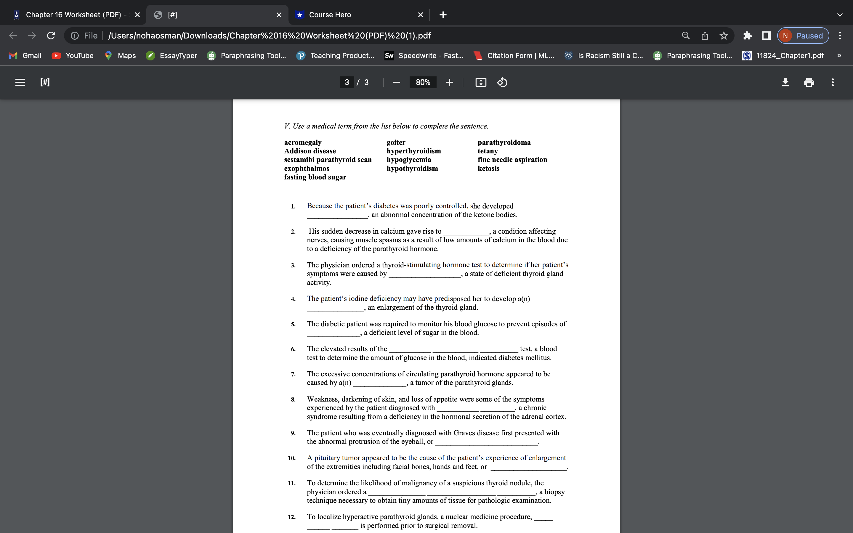 Chapter 16 Worksheet (PDF) - X [#] X *Course Hero