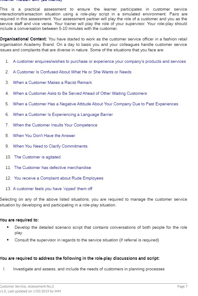 This is a practical assessment to ensure the