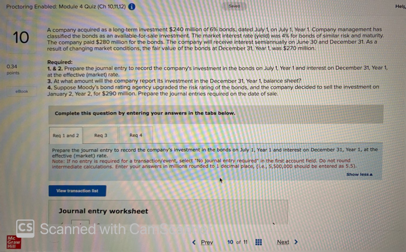 Proctoring Enabled: Module 4 Quiz (Ch 10,11,12)
